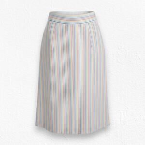 Vintage 1970s White Rainbow Striped Skort USA Made High Waisted A-Line Size 8